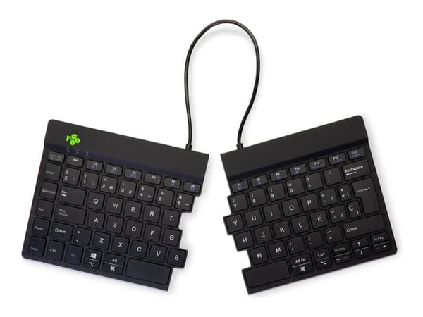 R-Go Ergonomic Keyboard Split break - Version 2 - tastatur - with integrated break indicator - compact - med magnet attachment, LED indicator - trådl