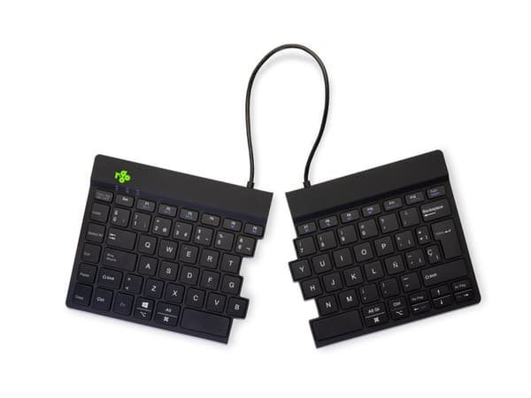 R-Go Ergonomic Keyboard Split break - Version 2 - tastatur - with integrated break indicator - compact - med magnet attachment, LED indicator - trådl