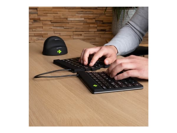 R-Go Ergonomic Keyboard Split break - Tastatur - with integrated break indicator - trådløs - Bluetooth 5.0 - AZERTY - Fransk - svart