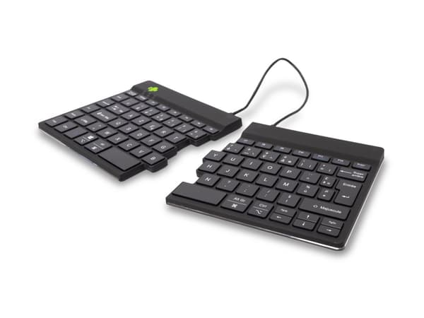 R-Go Ergonomic Keyboard Split break - Tastatur - with integrated break indicator - trådløs - Bluetooth 5.0 - AZERTY - Fransk - svart
