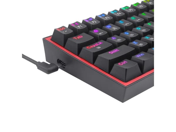 REDRAGON FIZZ PRO K616-RGB B, Kabel & Trådlös, USB + RF Wireless + Bluetooth, Mekaniska tangentbrytare, QWERTY, RGB LED, Svart, Röd