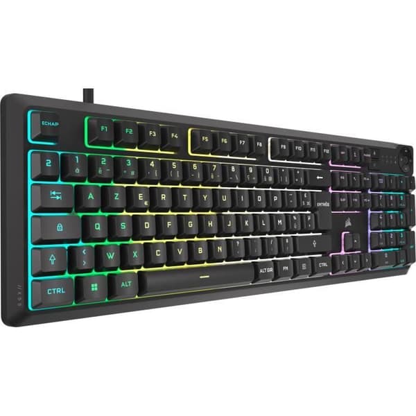 Speltangentbord med trådbundet membran - CORSAIR - K55 CORE RGB - 10-zoners RGB-bakgrundsbelysning - Grå - Tyst och lyhörd