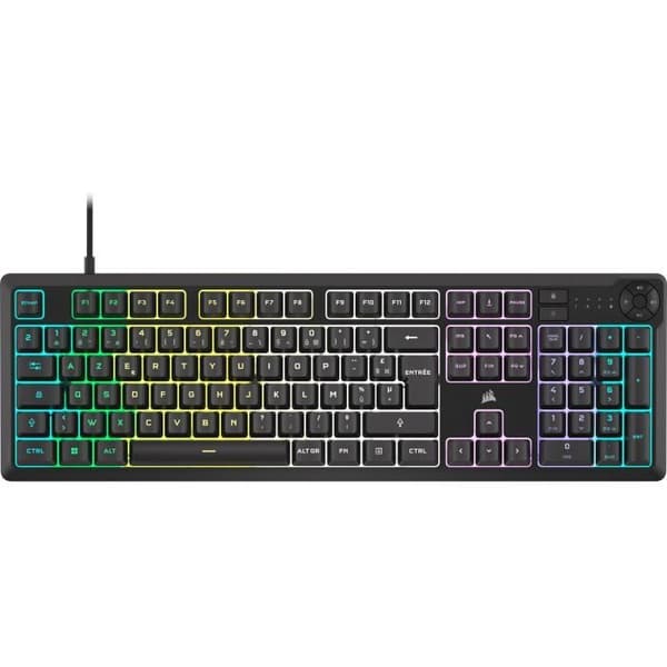 Speltangentbord med trådbundet membran - CORSAIR - K55 CORE RGB - 10-zoners RGB-bakgrundsbelysning - Grå - Tyst och lyhörd Svart