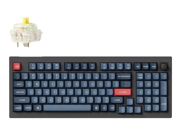 Keychron V5 Max - Tangentbord - QMK/VIA, anpassat mekaniskt, helt monterat reglage - bakgrundsbelyst - trådlös - USB-C, 2.4 GHz, Bluetooth 5.1 - tang