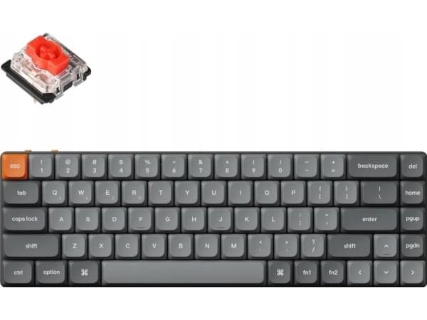 Keychron K7M-H1, 65%, Trådlös, USB + RF Wireless + Bluetooth, Mekaniska tangentbrytare, RGB LED, Grå