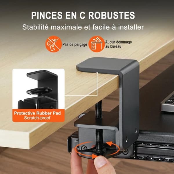 Tangentbordsstöd - Ej specificerat - Skjutbricka - 650 mm x 300 mm - Ergonomisk - Enkel att fästa