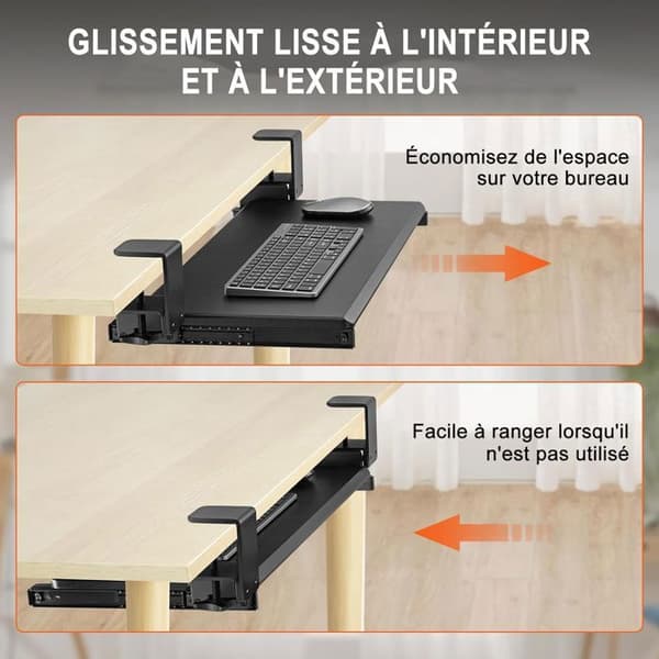 Tangentbordsstöd - Ej specificerat - Skjutbricka - 650 mm x 300 mm - Ergonomisk - Enkel att fästa