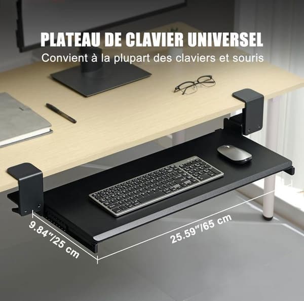 Tangentbordsstöd - Ej specificerat - Skjutbricka - 650 mm x 300 mm - Ergonomisk - Enkel att fästa