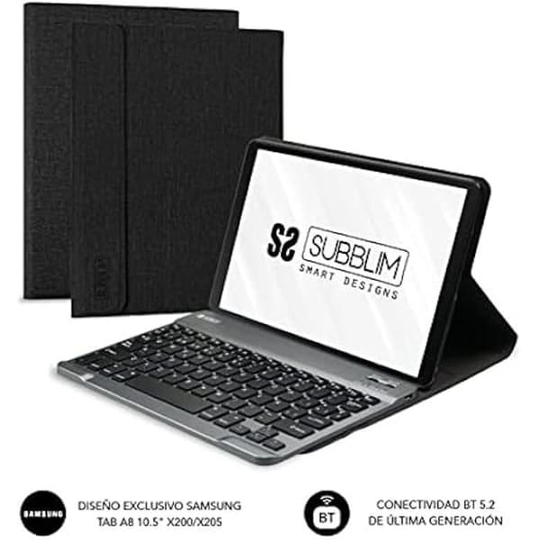 SUBBLIM Samsung GT A8 10,5 "x200/205 surfplatta, med Bluetooth 5.2 tangentbord, spanskt tangentbord, magnetisk stängning, lastport,