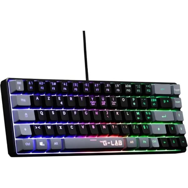 Gamingtangentbord - The G-Lab - KEYZ HYDROGEN - 60 % kompakt format - Bakgrundsbelyst - Kabelansluten - Svart/grå