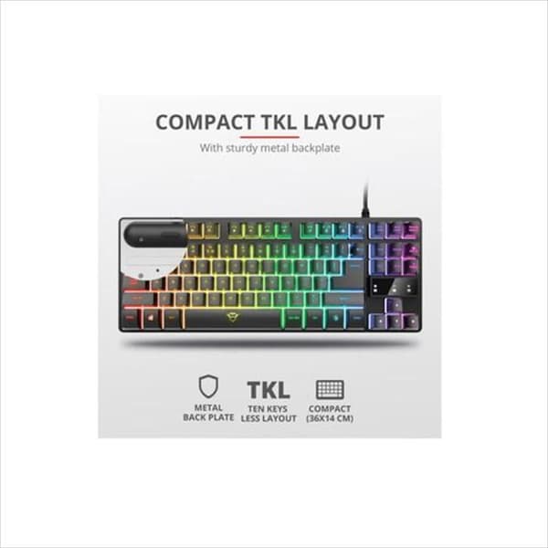 Metalliskt gamertangentbord Trust Gxt 833 Thado med belysning