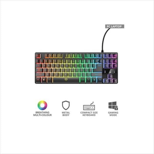 Metalliskt gamertangentbord Trust Gxt 833 Thado med belysning