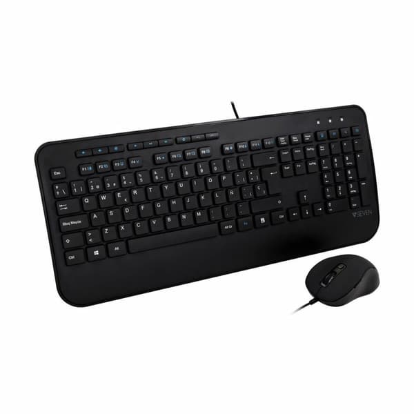 Tangentbord och Mus V7 CKU300ES Svart spanska QWERTY Svart