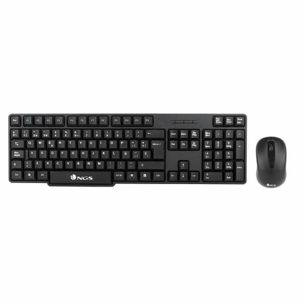 Tangentbord och Mus NGS EUPHORIA KIT Svart Qwerty Spanska Trådlös Svart