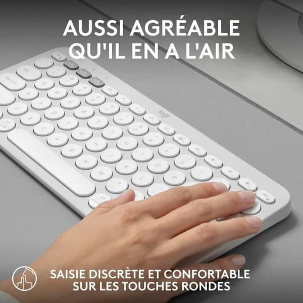 Bluetooth-tangentbord med tabletthållare Logitech K380 Franska Vit AZERTY