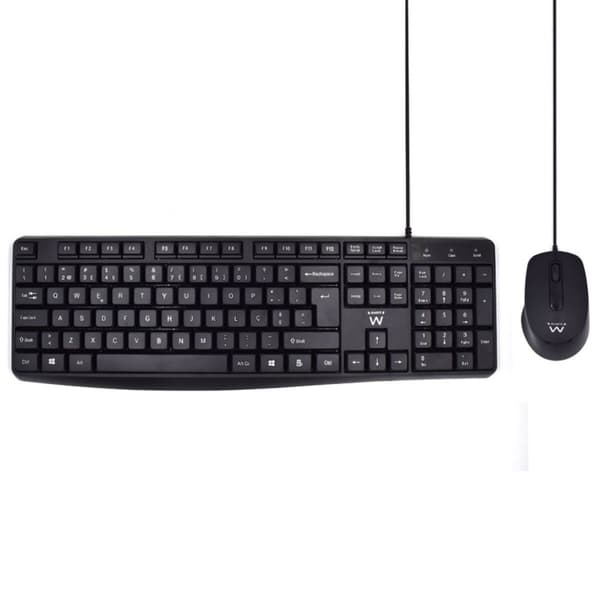 Tangentbord Ewent EW3007 Svart Qwerty Spanska Svart