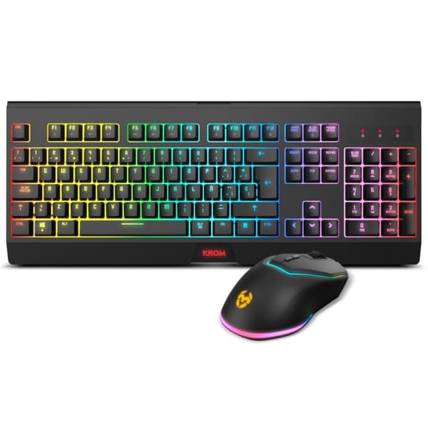 Tastatur Krom NXKROMKBLSP Sort Spansk qwerty Sort