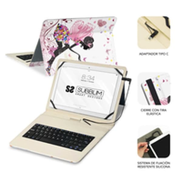 Bluetooth keyboard med tabletstøtte Subblim SUBKT1-USB052 Spansk qwerty Multifarvet Spansk