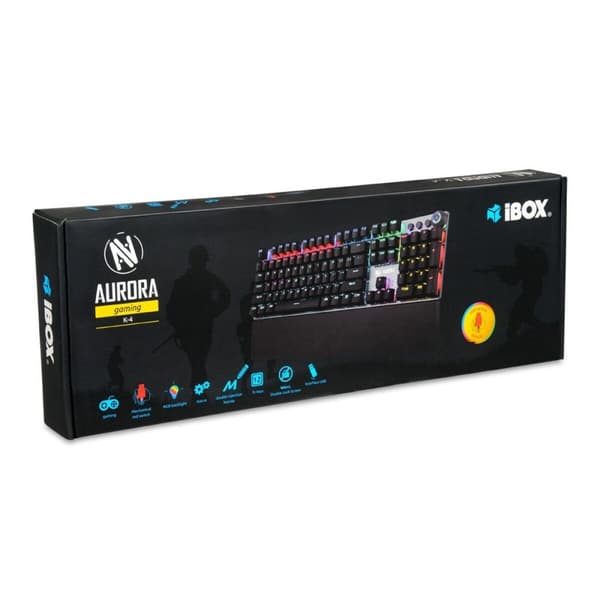 Tastatur Ibox AURORA K-4 Sort Sort/Sølvfarvet QWERTY