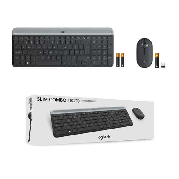Tastatur og mus Logitech MK470 Grå Grafit Qwerty US