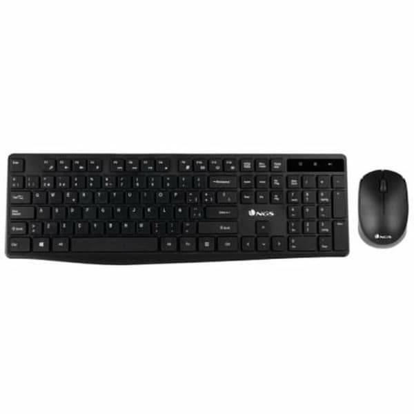 Tastatur med Trådløs Mus NGS NGSWIRELESSSETALLUREKIT Svart Sort