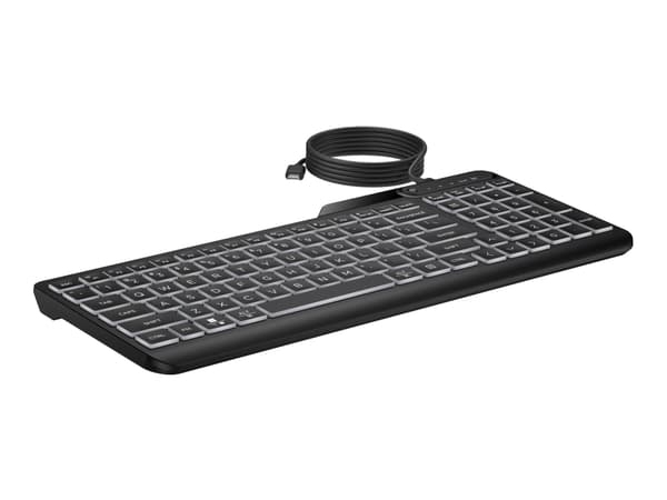 HP 405 - Tastatur - muletienhet - 65% - compact - bakbelysning - USB - QWERTY - Internasjonal engelsk / kanadisk fransk - svart