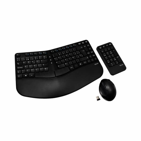 Näppäimistö ja langaton hiiri V7 CKW400ES Musta Espanja Espanjalainen Qwerty musta