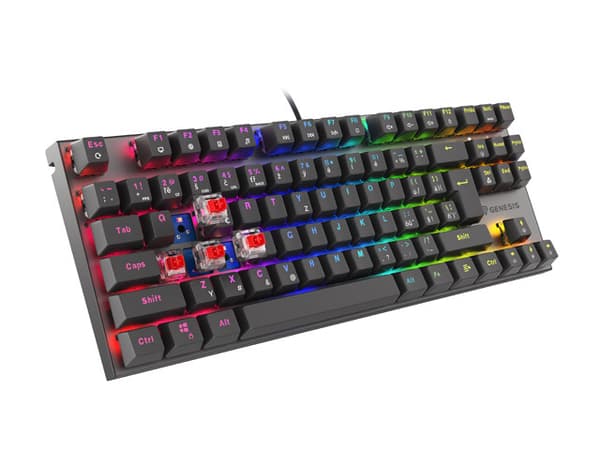 GAMING KEYBOARD GENESIS THOR 303 TKL CZ/SK RGB BACKLIGHT MECHANICAL RED BLACK HOT SWAP