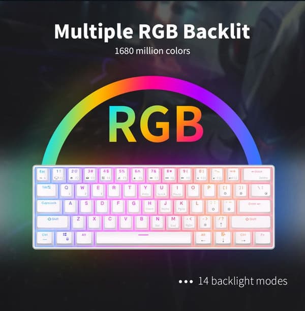 RK ROYAL KLUDGE RK61 Trådlöst 60 % trippelläge mekaniskt tangentbord BT5.0/2.4G/USB-C med programvara