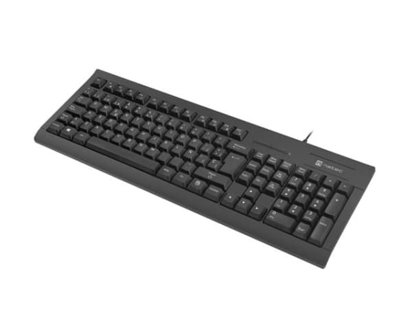NATEC NKL-2052, Fullstor (100 %), Kabel, USB, Membrantangentbrytare, QWERTY, Svart