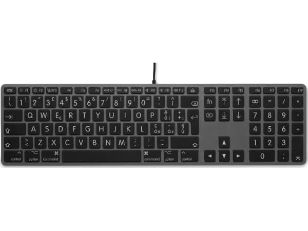 Klawiatura LMP Large Font USB Keyboard 110 keys wired USB keyboard with 2x USB and aluminum upper cover - Italian - space gray
