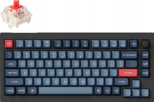 Keychron V1 Max - Tangentbord - QMK/VIA, anpassat mekaniskt - 75% - compact - med vred - bakgrundsbelyst - trådlös - USB-C, Bluetooth 5.1, 2.4 GHz -