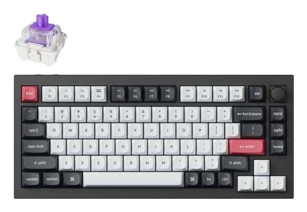 Keychron Q1 HE, 75%, Wired & Wireless, USB + RF Wireless + Bluetooth, Magnetic-mechanical key switch, RGB LED, Black, Grey