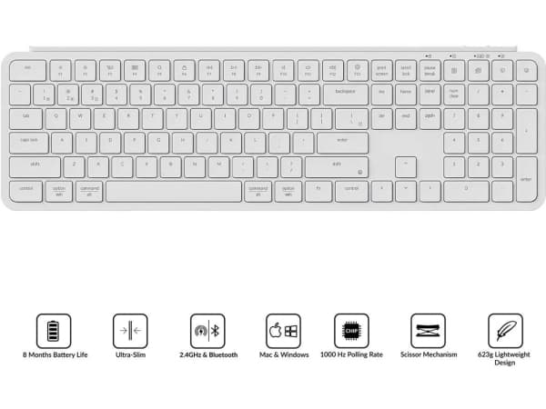 Keychron B6P-K8, Fullstor (100 %), Trådlös, USB + RF Wireless + Bluetooth, Mekaniska tangentbrytare, Elfenben