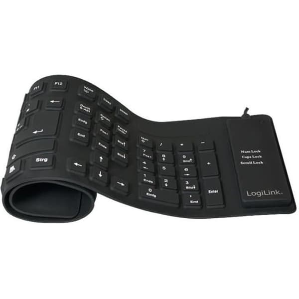 Tangentbord - LogiLink - Flexibel Vattentät - PS/2, USB - QWERTZ tyska - Svart Svart