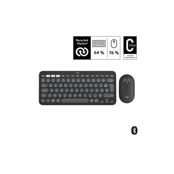 Tangentbord och mus - Logitech - Pebble 2 Combo - Trådlös - Bluetooth - Azerty grafit