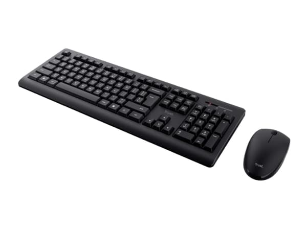 Trust Primo, Trådlös, RF Trådlös, Membrantangentbrytare, QWERTY, Svart, Mus inkluderad