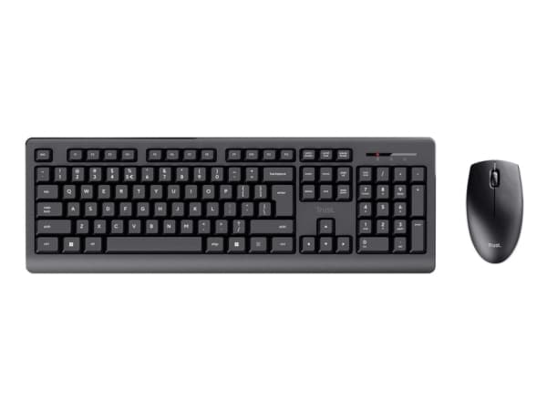Trust Primo, Trådlös, RF Trådlös, Membrantangentbrytare, QWERTY, Svart, Mus inkluderad