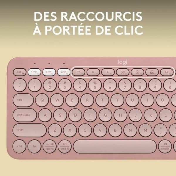 Bluetooth-näppäimistö ja tabletin tuki Logitech K380 Ranska Pinkki AZERTY