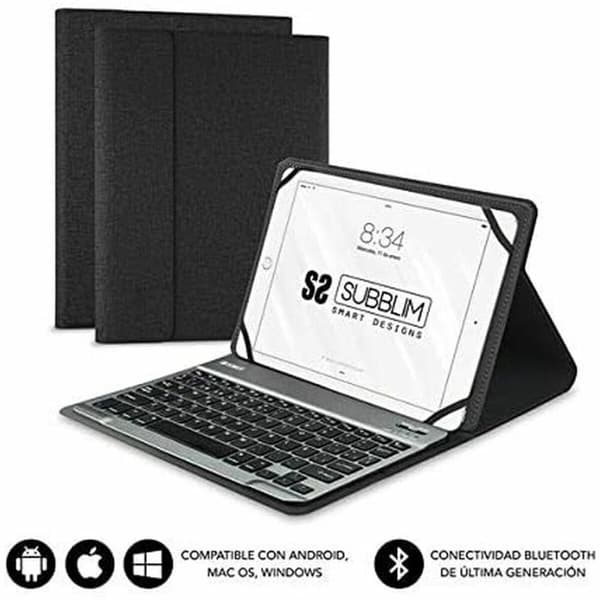 Tabletin ja näppäimistön kuori Subblim SUB-KT2-BT0001 10.1" Musta Espanjalainen Qwerty QWERTY Bluetooth