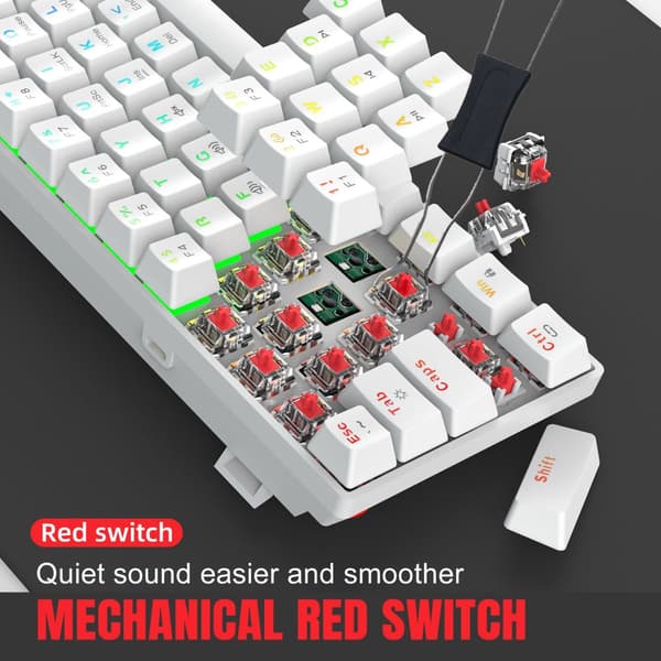 INF Mekaniskt tangentbord med 61 tangenter - Vit (trådbundet + trådlöst + Bluetooth) 0