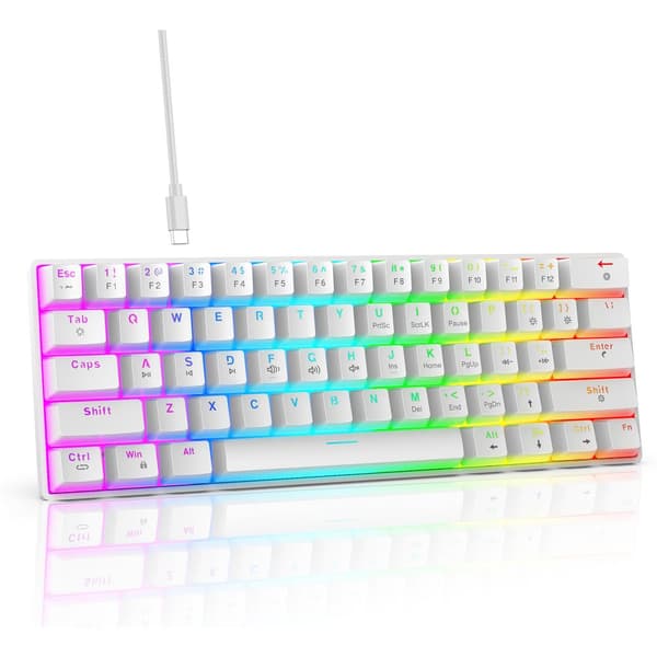 INF Mekaniskt tangentbord med 61 tangenter - Vitt RGB-bakgrundsbelyst tangentbord som kan bytas under hot 0