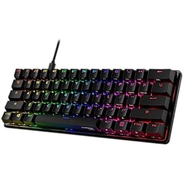 HyperX Alloy Origins 60 – Mekaniskt speltangentbord – Ultrakompakt 60 % format – HyperX Aqua switch (taktil) – Dubbla tangenter
