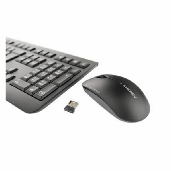 Tastatur med Trådløs Mus Cherry JD-0710ES-2 Svart Spansk Qwerty