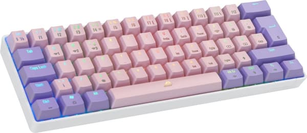 Blackstorm RGB Mech 2 Dual Mode 60% -pelinäppäimistö, hot swap Outemu Red -kytkimet, pinkki/lila