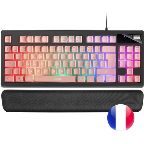 TKL Gaming Keyboard - Mars Gaming - MKAX - Rosa - H-Mech - Gel handledsstöd Svart, Rosa
