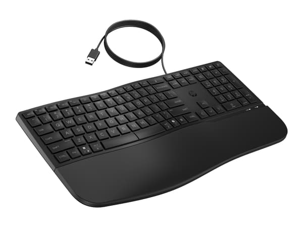 HP 485 Comfort - Tangentbord - fler enheter, 23 programmerbara tangenter, 3-zon layout - full size - USB - hela norden - svart