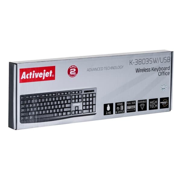 Tastatur Activejet K-3803SW Sort QWERTY Sort