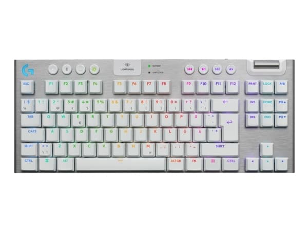Logitech G G915 X - Näppäimistö - pelaaminen, LIGHTSPEED - TKL - taustavalaistu - langaton - USB-C, Bluetooth, 2,4 GHz - valkoinen