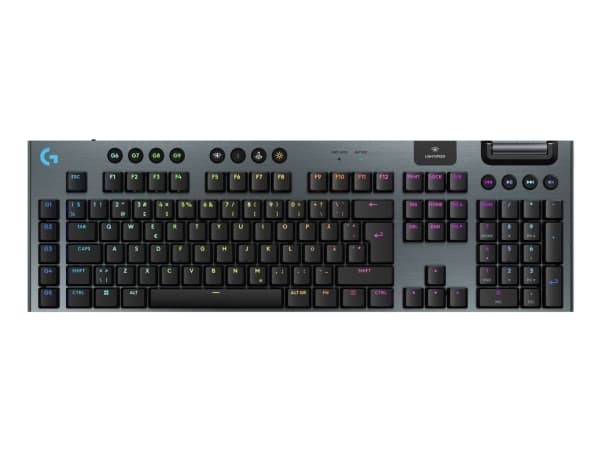 Logitech G G915 X - Tastatur - gaming, LIGHTSPEED - full size - bakgrunnsbelyst - trådløs - Bluetooth, 2.4 GHz, USB-C - svart